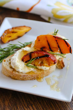 Grilled Peaches with Whipped Feta & Herbs