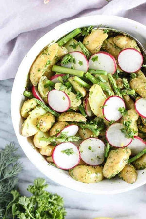 Potato Salad with Asparagus and Radish