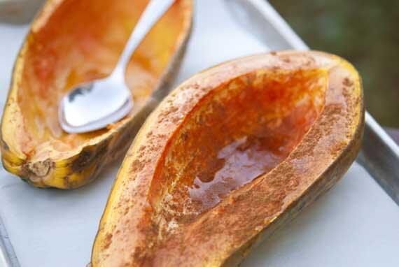 Baked Papaya with Maple & Cinnamon | 3 ingredient recipe, easy dessert, organic and more | Organic O