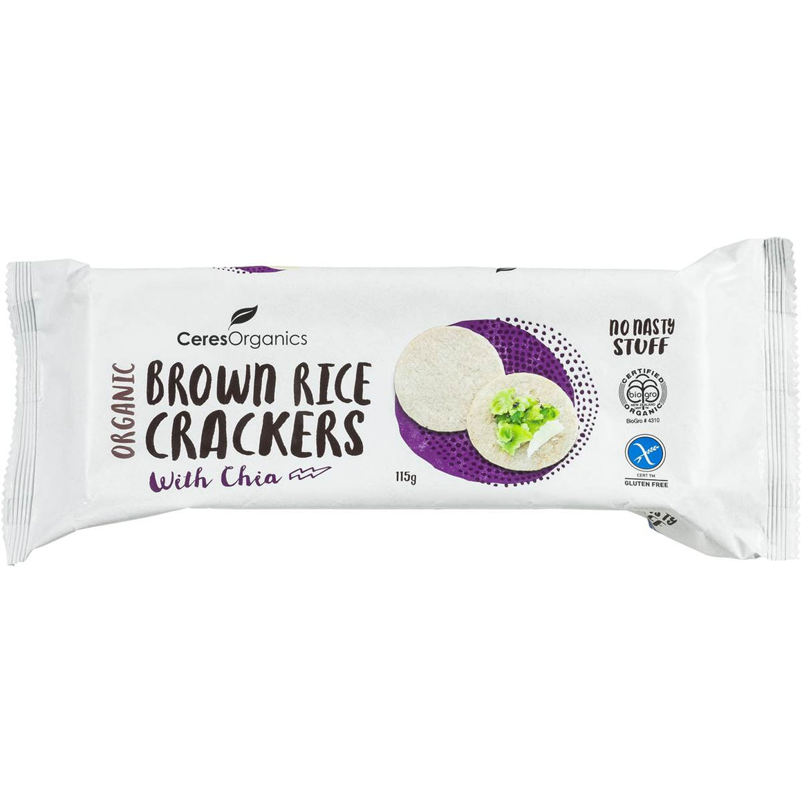Crackers Brown Rice with Chia by Ceres Organic 115g