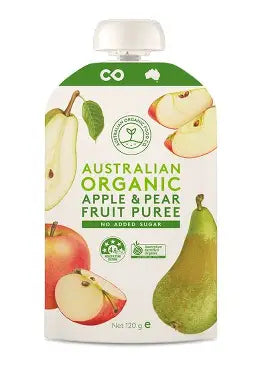 Fruit Puree - Australian Organic Apple & Pear Fruit Puree 120g