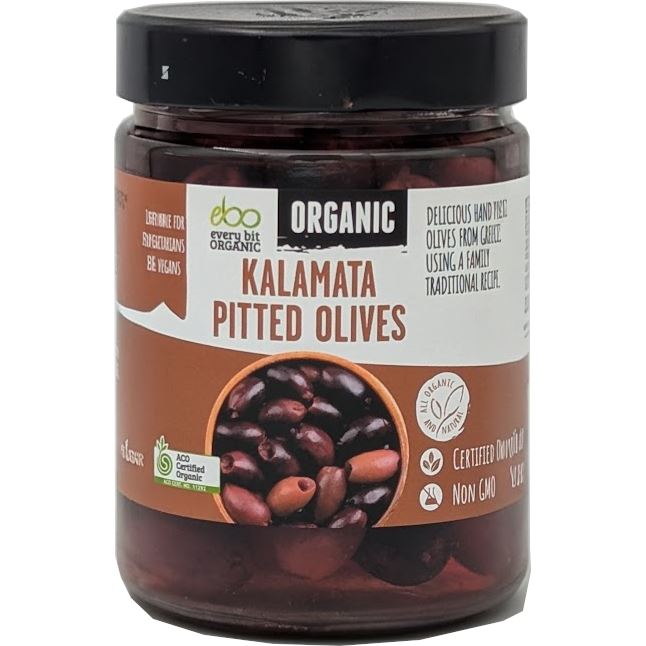 Kalamata Pitted Olives - Every Bit Organic kalamata Pitted Olives 295gm