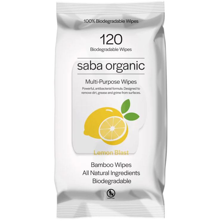 Multi-purpose Wipes - Saba Organic Bamboo 120pk